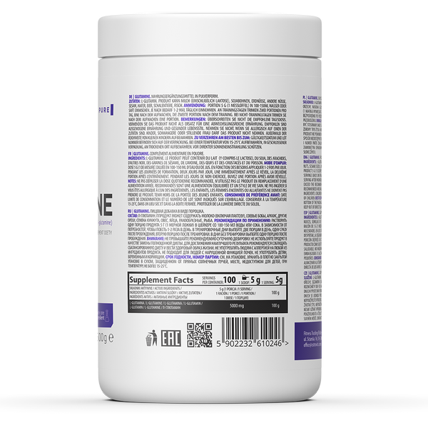 Glutamine Ostrovit 100 lần dùng - Đơn chất Glutamine giúp giảm đau và phục hồi cơ nhanh chóng 500g