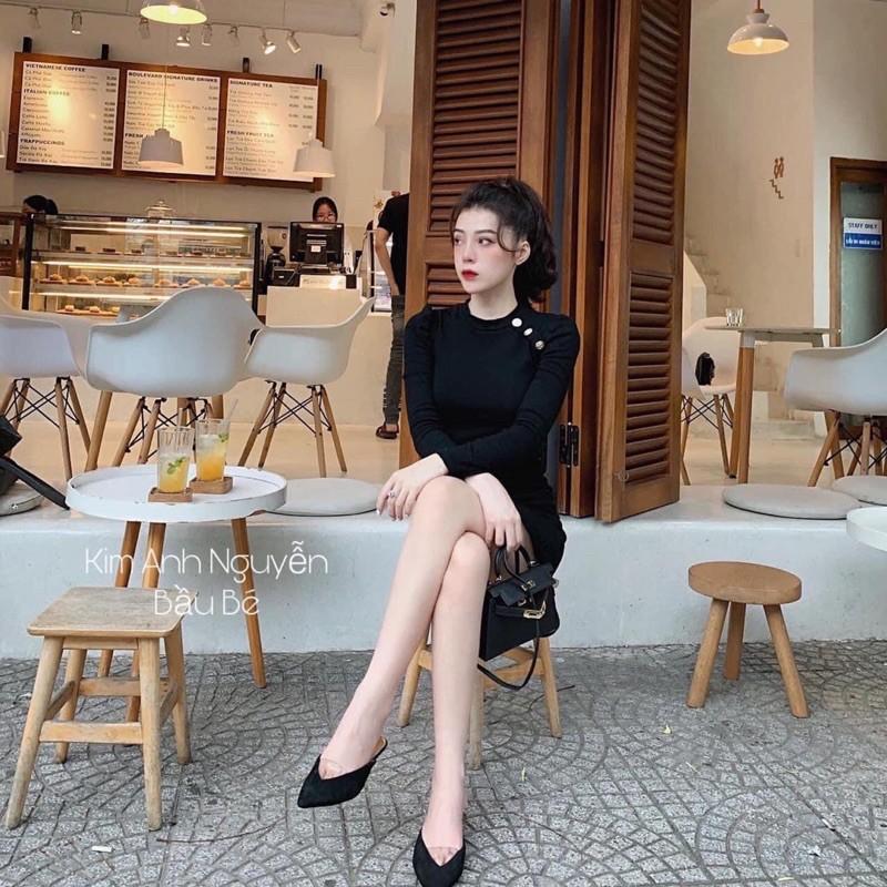 Váy body đuôi cá nhẹ cúc vai siêu đẹpcó ảnh thật và video