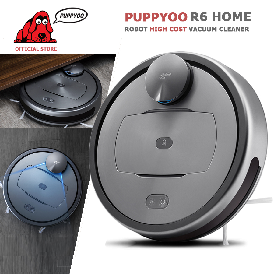 Robot hút bụi lau nhà thông minh PUPPYOO R6 HOME Dung lượng pin lớn 6400mAh Điều hướng thông minh Tự trở về cị trí sạc Cảm biến chống rơi chống va chạm Hàng chính hãng