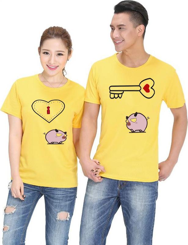 Bộ Áo Thun Đôi Nam Nữ  Màu Vàng A11269