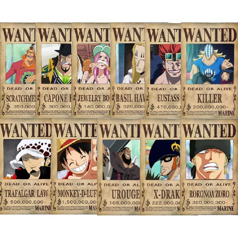 Lệnh truy nã nhân vật Onepiece wanted poster size A4 loại mỏng