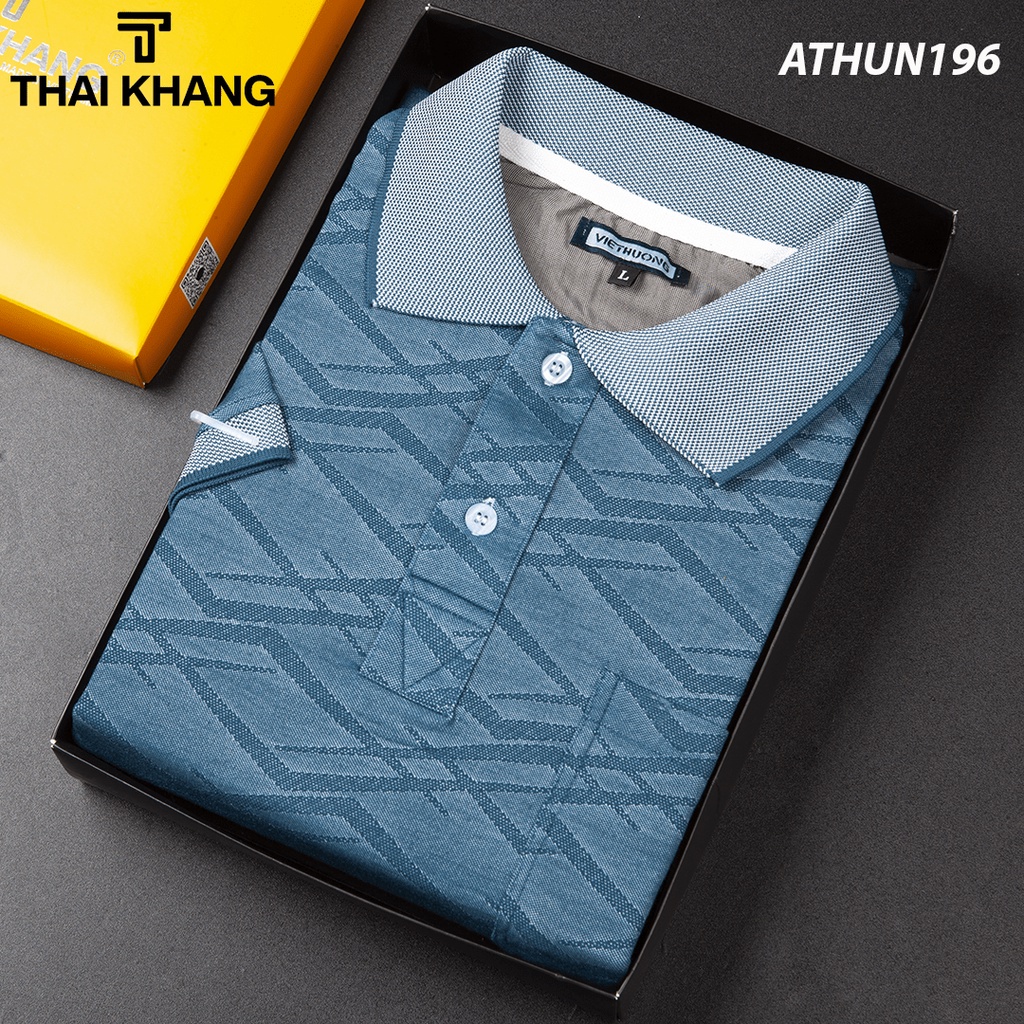 Áo thun nam tay lỡ có cổ có túi trung niên vải cotton xốp cao cấp ATHUN19