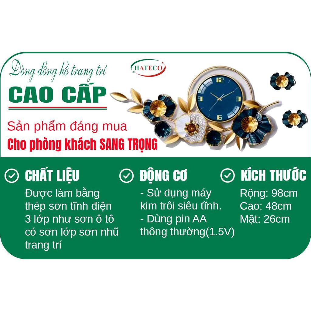 Đồng Hồ Treo Tường Trang Trí Phòng Khách Hình Cành Hoa Xanh TT2106X