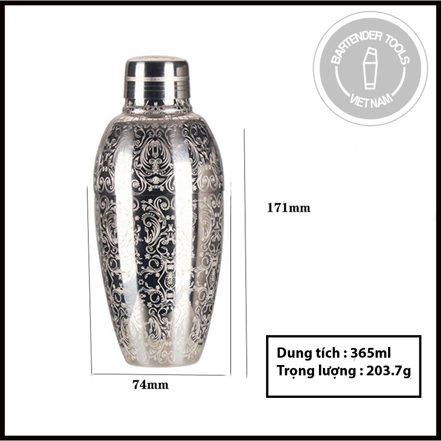 Cocktail shaker birdy 350ml họa tiết - inox 304