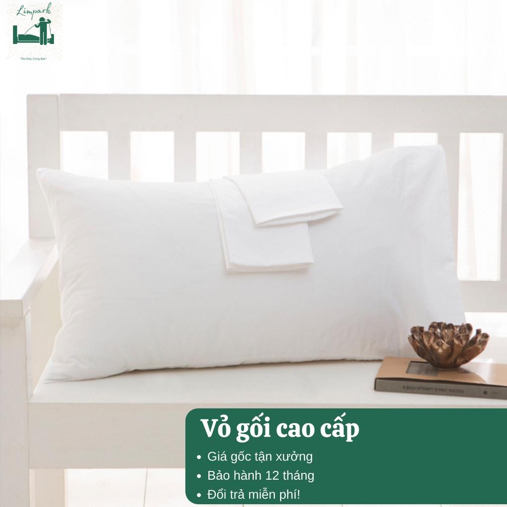 Vỏ gối trắng trơn-vỏ gối cao cấp 100% Cotton-tiêu chuẩn khách sạn 5 sao-Chất liệu êm ái,mịn màng-LIMPARK