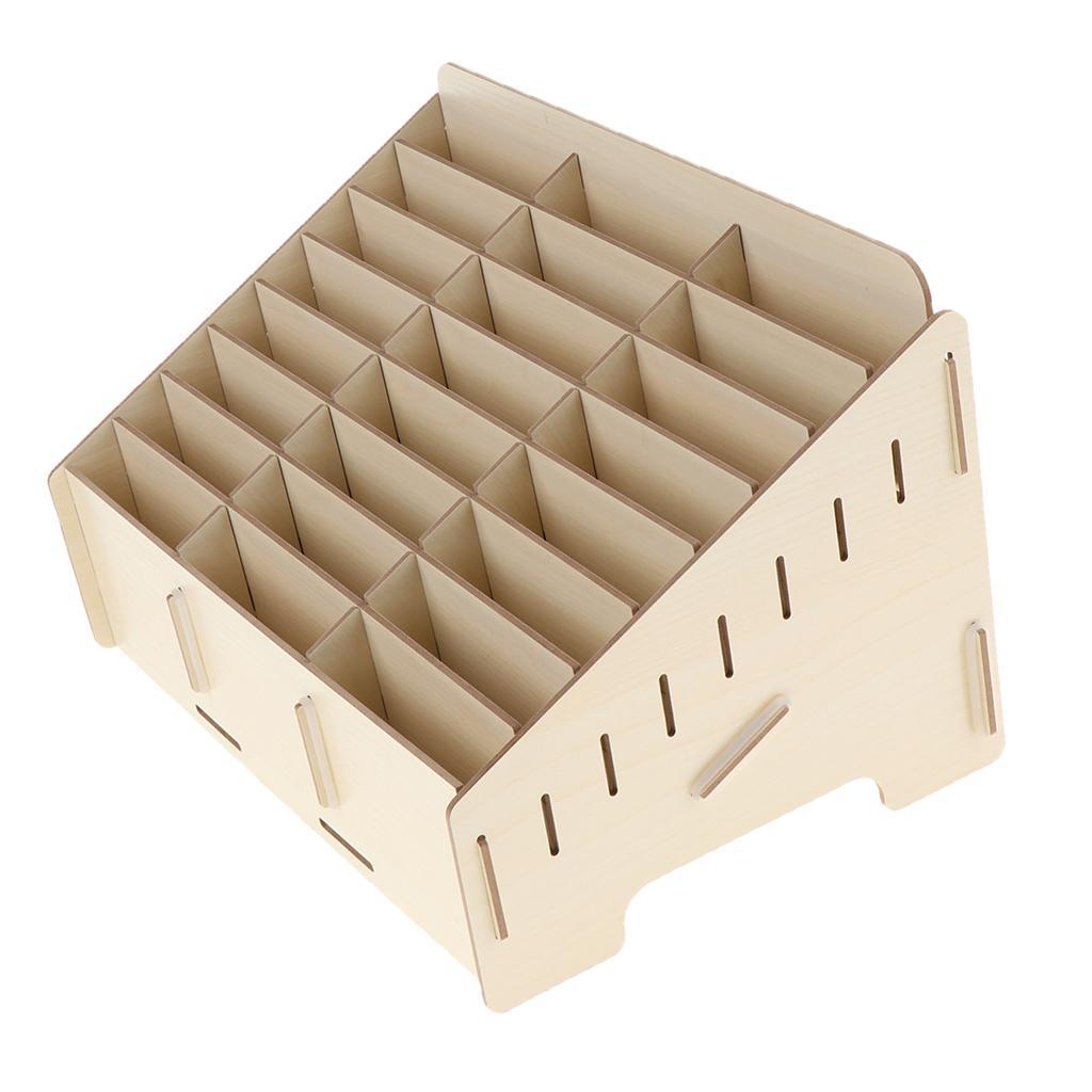 Multifunctional Wooden Storage Box Desktop 24 Grid Rack for Phone gray