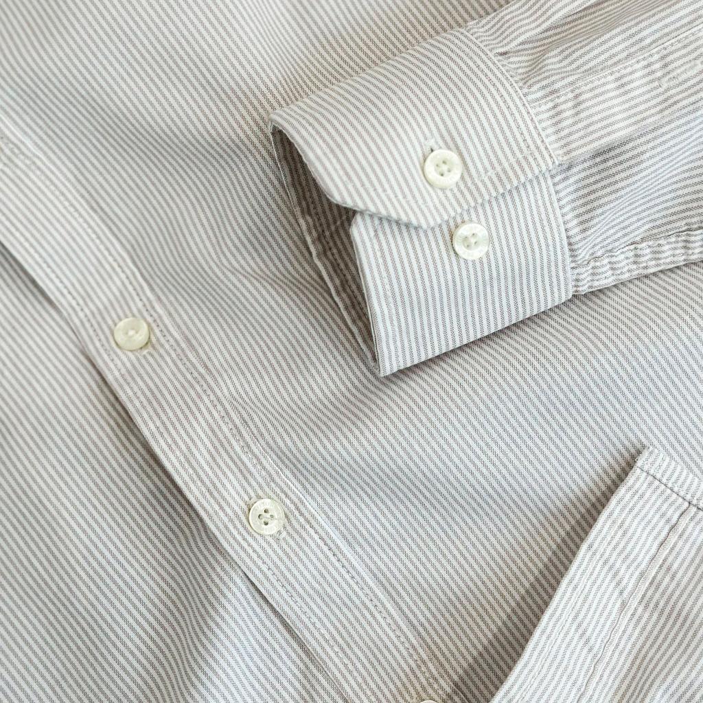 Áo Sơ Mi Nam Dài Tay Phối Sọc BY COTTON Nâu Sáng Sọc Nhuyễn 100223