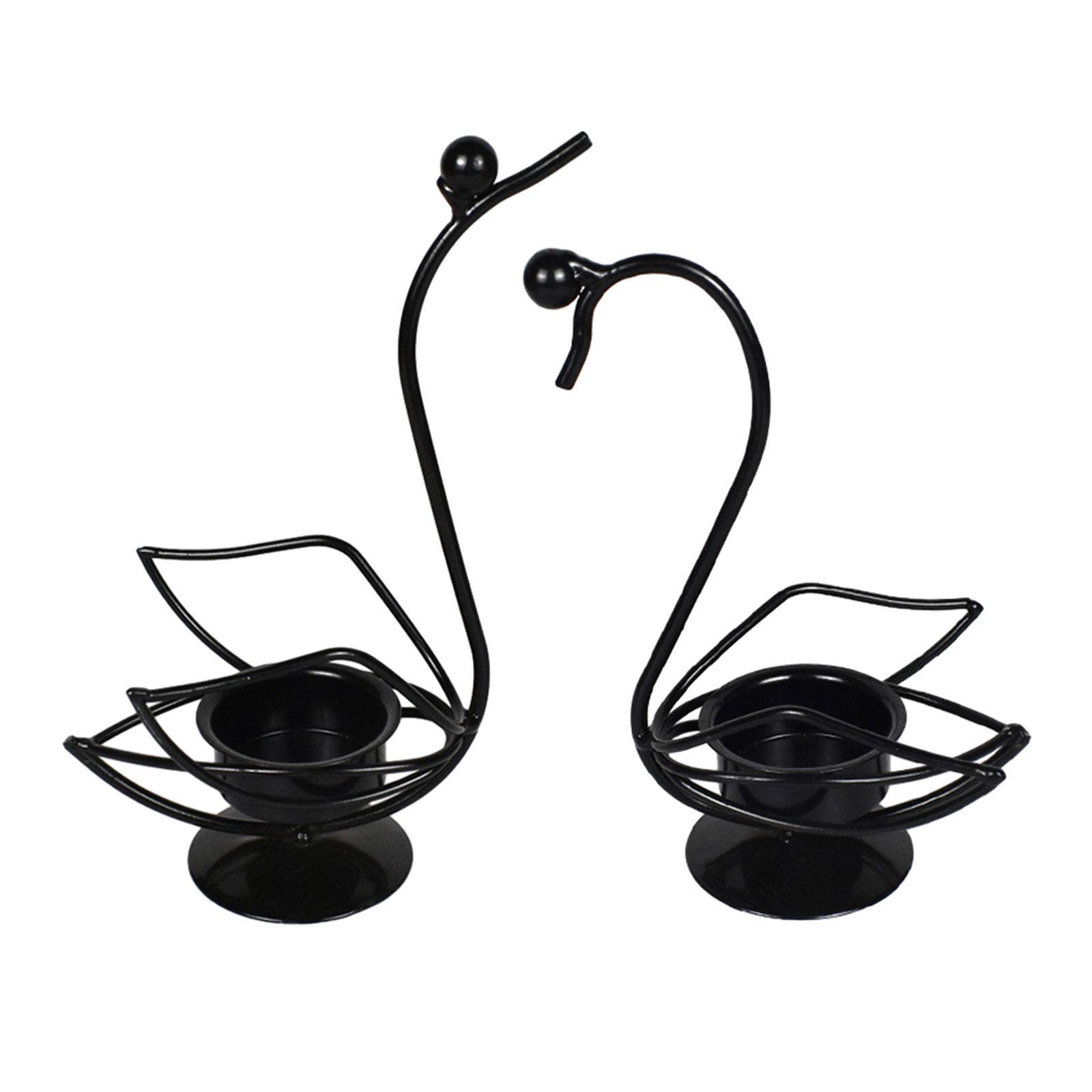 2x Swan Candle Holder Candelabra Elegant Nordic Iron Candlestick Candle Stand for Dining Table Living Room Home Holiday Decor