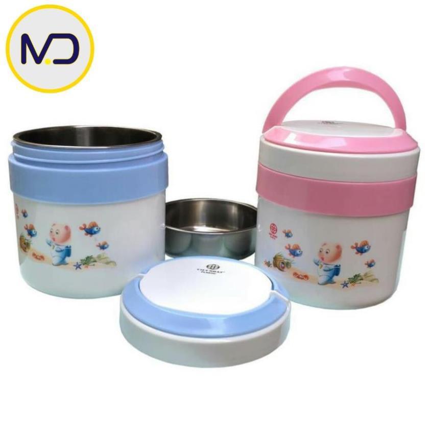 Cà mên siêu giữ nhiệt 2 ngăn Việt Nhật plastic - Cặp lồng giữ nhiệt tiện dụng
