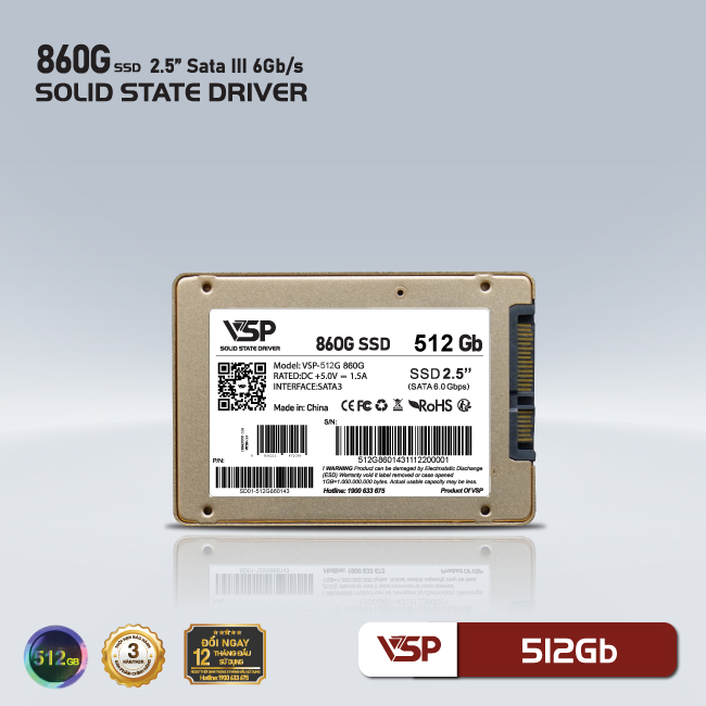 Ổ cứng SSD VSP 512GB 860G QVE Sata III 2.5inch - Hàng chính hãng Tech Vision phân phối