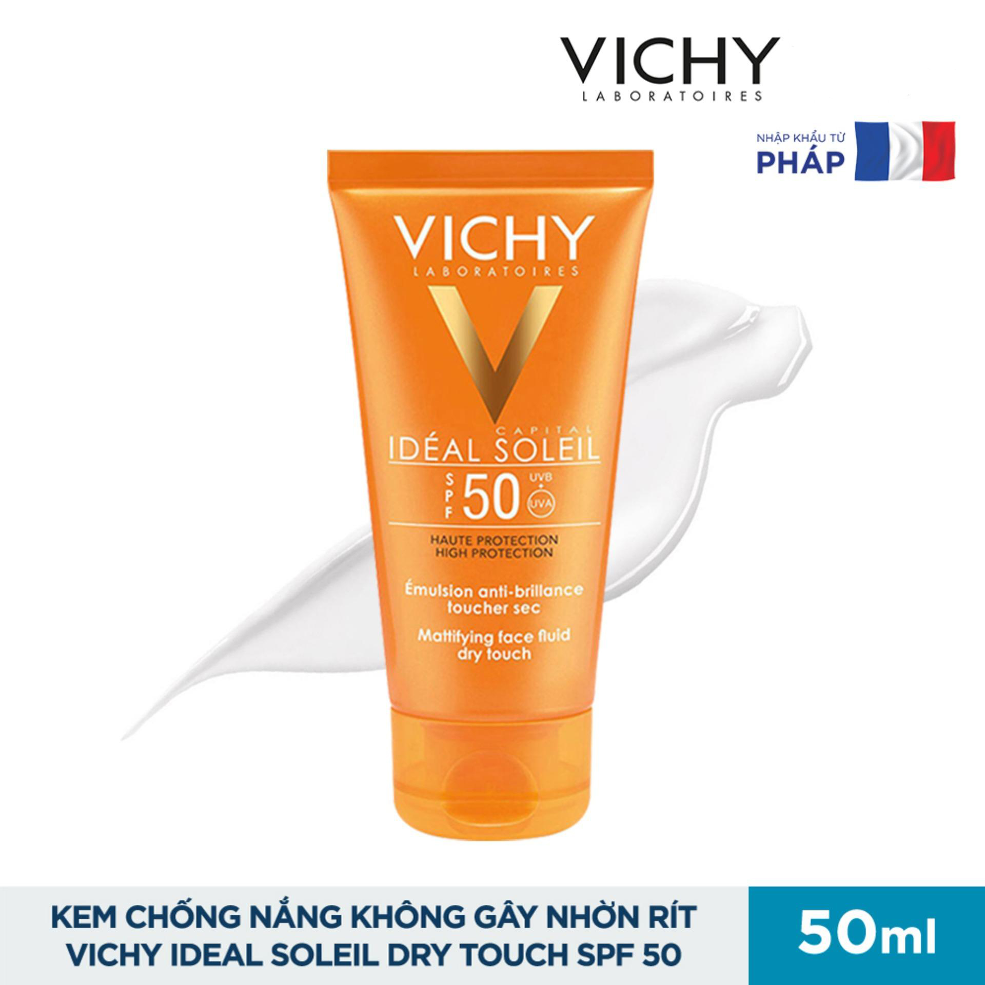 Kem Chống Nắng Vichy Capital Soleil Dry Touch Bảo Vệ Da Mặt Không Gây Nhờn Rít SPF50 UVA +UVB 50ml