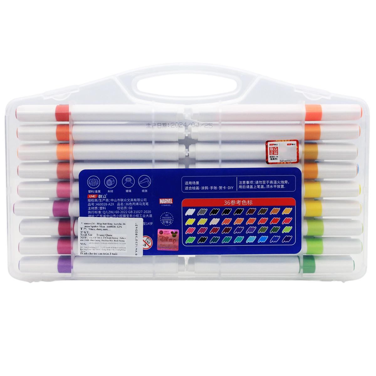 Hộp 36 Bút Lông Màu Acrylic Spider-Man - Ume A60028-A2X