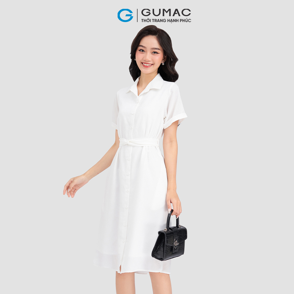 Đầm sơ mi thắt eo thời trang GUMAC DD03046