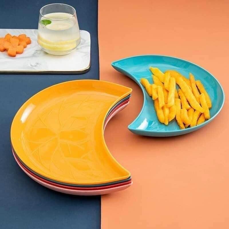 Sét 5 Dĩa Hình Bán Nguyệt Nhiều Màu - Bộ 5 Đĩa Nhựa Decor Hình Cánh Hoa Siêu Đẹp