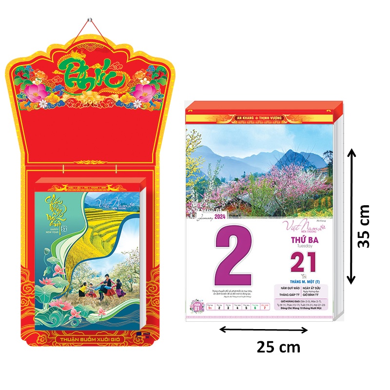 Lịch Bloc 2024 - Bloc lịch cỡ lớn kích thước 25 x 35 cm - NH04