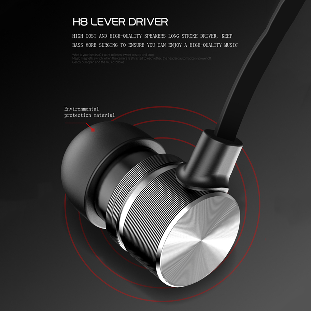 Tai Nghe Nhạc H8 BT Không Dây Có Móc Tai Điều Khiển Từ Tính Thiết Kế 3D