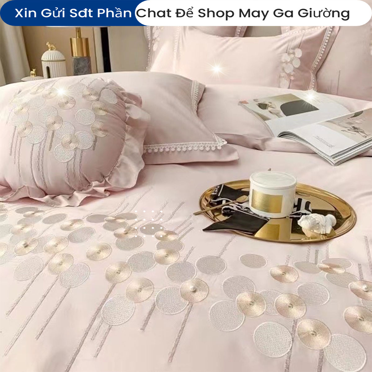 Bộ Chăn Ga Gối Lụa Sateen ANNA NGUYÊN Cao Cấp Chuẩn Khách Sạn 5 Sao Bộ Ga Ra Drap Đệm Chăn Chần Bông Cao Cấp