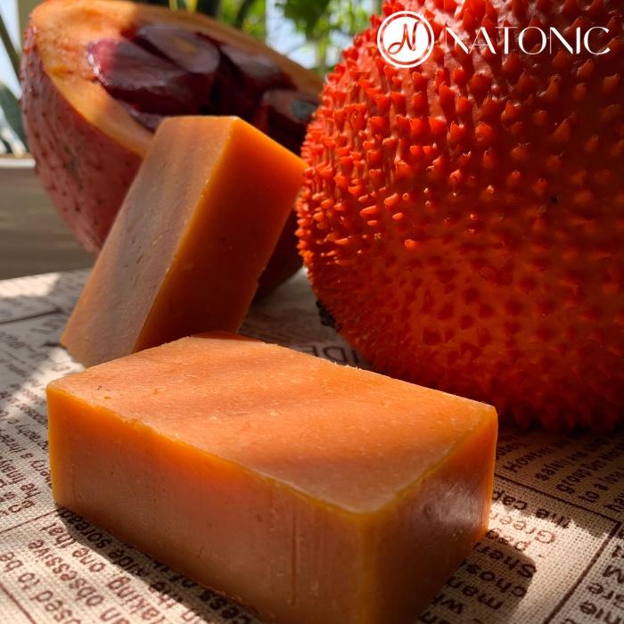 Xà bông thiên nhiên Bơ Sachi Gấc Tươi cao cấp - Hỗ trợ Giảm mụn lưng, sạm nám, da trắng mịn - Tặng túi vải sisal tạo bọt tẩy tế bào chết