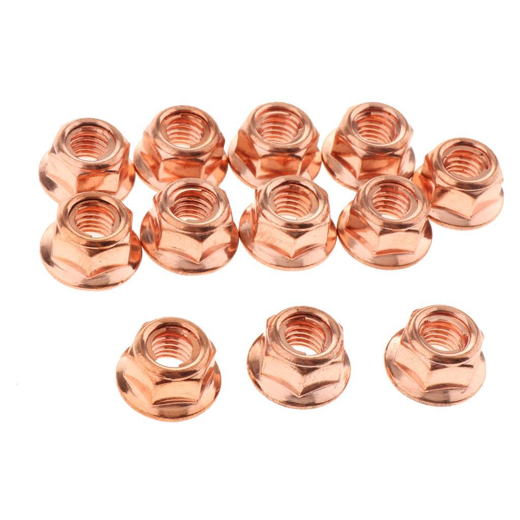 4X 12X M8 COPPER FLASHED EXHAUST MANIFOLD NUT 8MM NUTS HIGH TEMP for