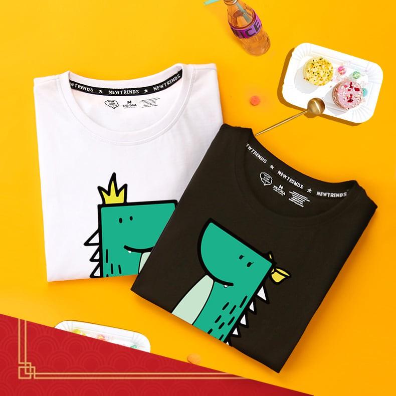 Áo Thun Nữ Tay Ngắn Hình Icon Khủng Long Nhiều Màu - Unisex - Cotton - Mã AT019