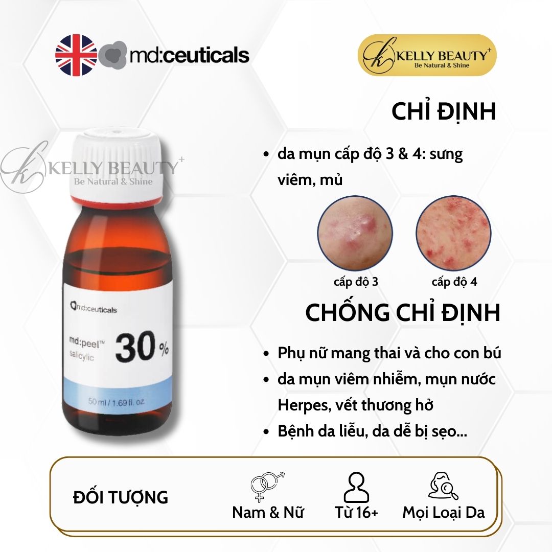 Peel Mụn Sưng Viêm, Mụn Mủ MD:PEEL Salicylic 30% - MD:Ceuticals | Kelly Beauty