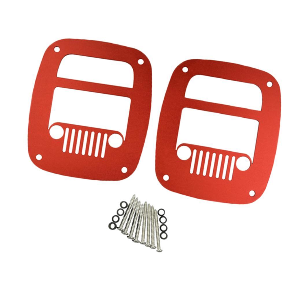2 Pieces Flat Tail Light Lamp Cover Protector Guard For Jeep Wrangler Red