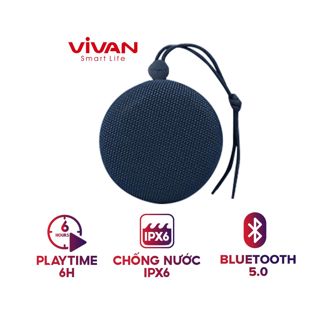 Loa TWS Bluetooth Mini VIVAN VS2 Màu Sắc Hiện Đại Âm Thanh Sống Động Pin 1200mAh Chống Nước Hỗ Trợ Thẻ Nhớ SD - Hàng Chính Hãng