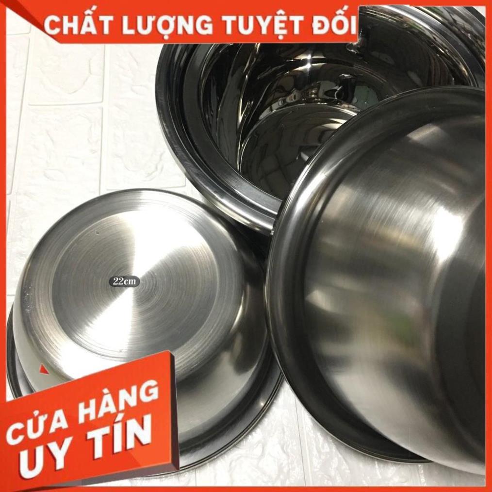 Thau, chậu sâu lòng inox siêu dày nhiều size 18,20,22,24,26,28,30,32,34,36,38,40cm