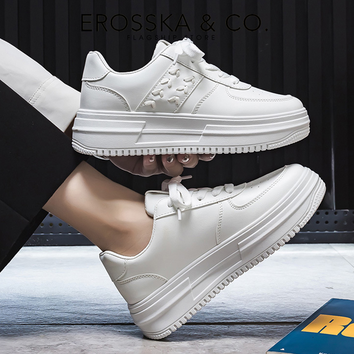 Erosska - Giày sneaker đế độn phong cách basic năng động - GS012