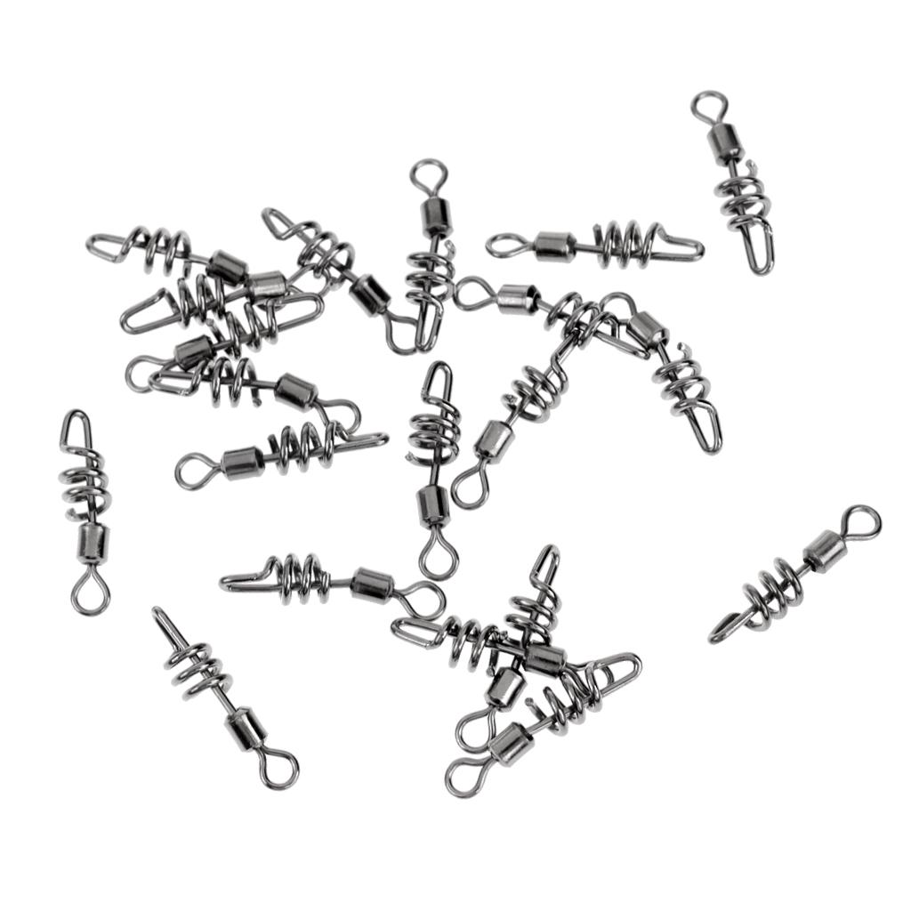 20 Pieces Fishing Swivel Snap Corkscrew Swivels Swirl Connector with Rolling Swivel Saltwater 16mm-27mm