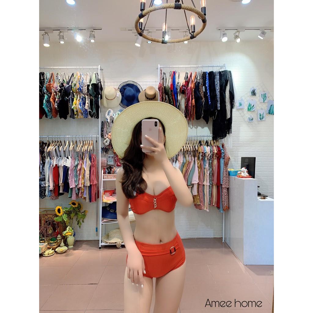 Bikini hai mảnh cạp cao phối xích mặc đi biển sexy ( Ảnh chụp thật tại shop)