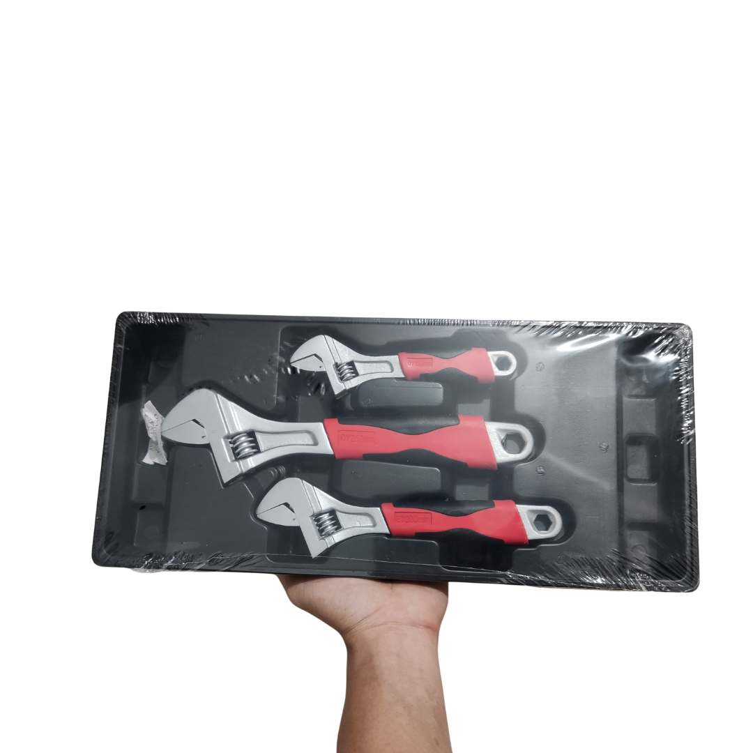 Bộ 3 mỏ lết, mỏ lết răng cán cầm cao su chắc chắn TRHN1121