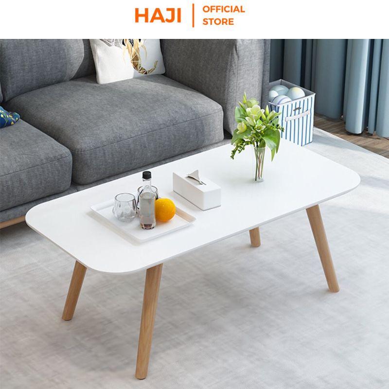 Bàn trà sofa HAJI chân gỗ sồi chắc chắn Bàn cafe thiết kế bo góc mềm mại cho không gian phòng khách thêm sang trọng A101