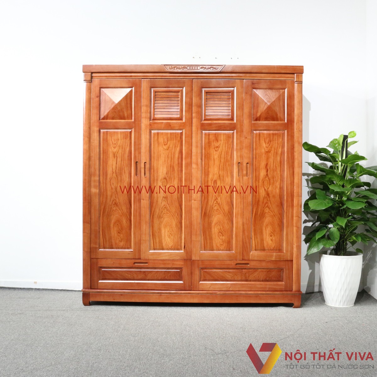 Tủ Áo 4 Cánh Gỗ Hương Đá Cao Cấp Đẹp Giá Rẻ