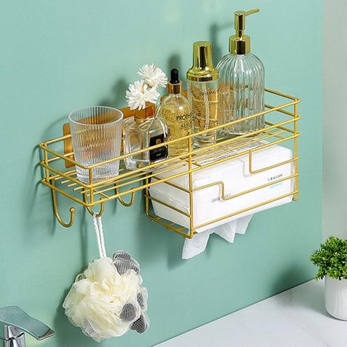 Kệ sắt chữ nhật dán tường đựng đồ nhà tắm, nhà bếp hình chữ nhật tiện lợi, hiện đại