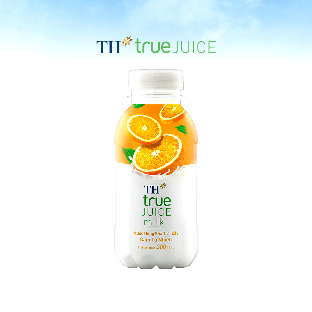 Thùng 24 chai nước uống sữa trái cây cam tự nhiên TH True Juice Milk 300ml (300ml x 24)