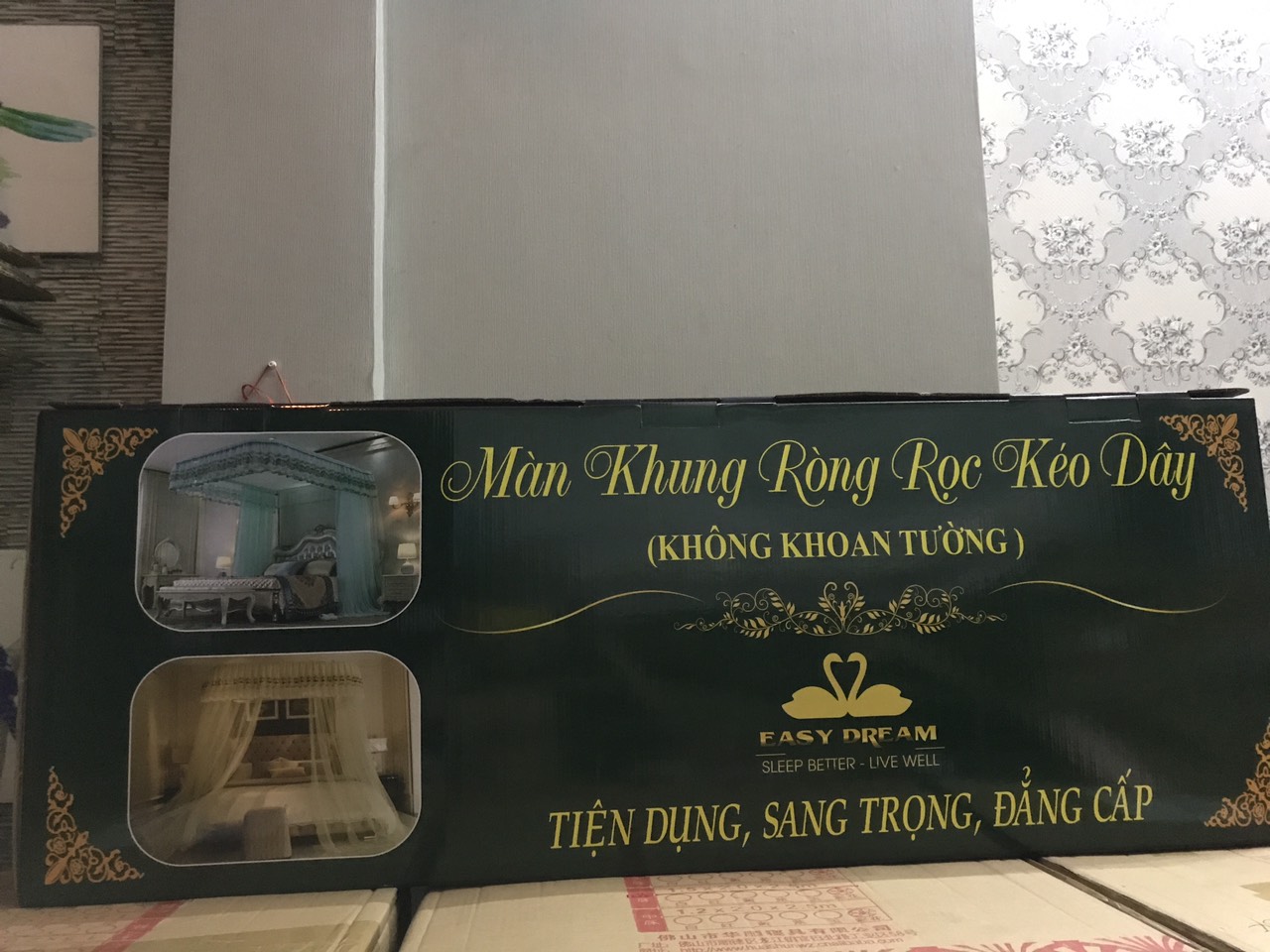 Màn khung kéo dây ròng rọc không khoan tường EASY DREAM chống muỗi hiện đại mùng ngủ cao cấp đep