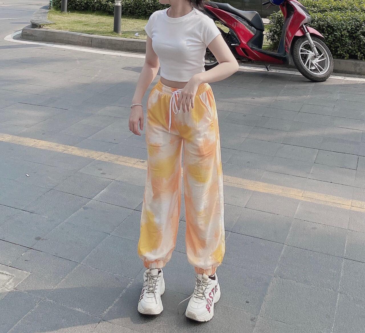 Quần Jogger Lưng Thun Loang Màu Dài Bo Lai Dáng Rộng Màu Cam - Jogger 3D Long Basic Pant Unisex - MM - M