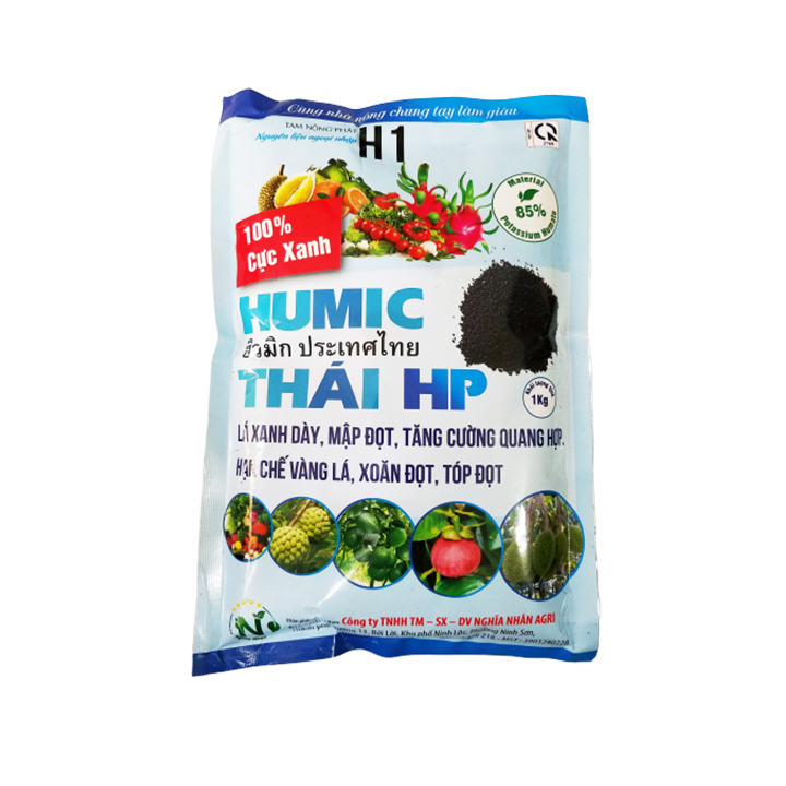 Phân bón HUMIC THÁI HP (1kg/gói) | Lá xanh dày, mập đọt, tăng cường quang hợp - Hạn chế vàng lá, xoăn đọt, tóp đọt