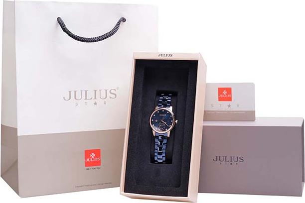 Đồng Hồ Nữ Julius Star Hàn Quốc JS-029C Sun and Moon Dây Thép Màu Xanh