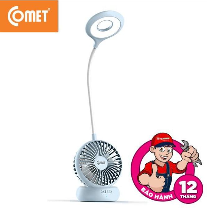 Đèn bàn sạc led COMET CT176 4W kiêm Quạt sạc 4W, tổng công suất 8W