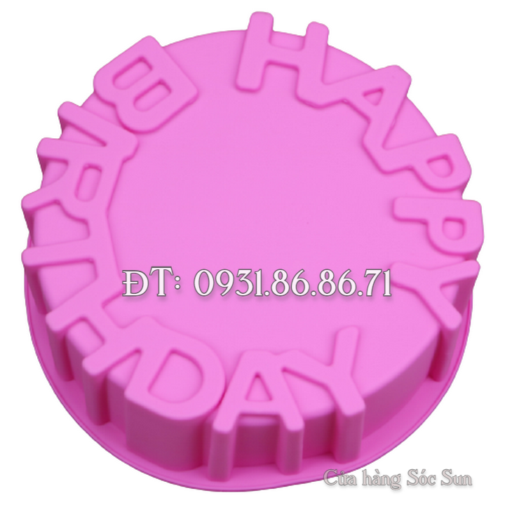 Khuôn silicon sinh nhật Happy Birthday loại 20 cm - Mã số 1034