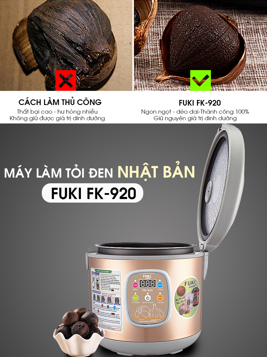 Máy làm tỏi đen FUKI FK-920 loại 8L (Vàng Gold) - Hàng Chính Hãng