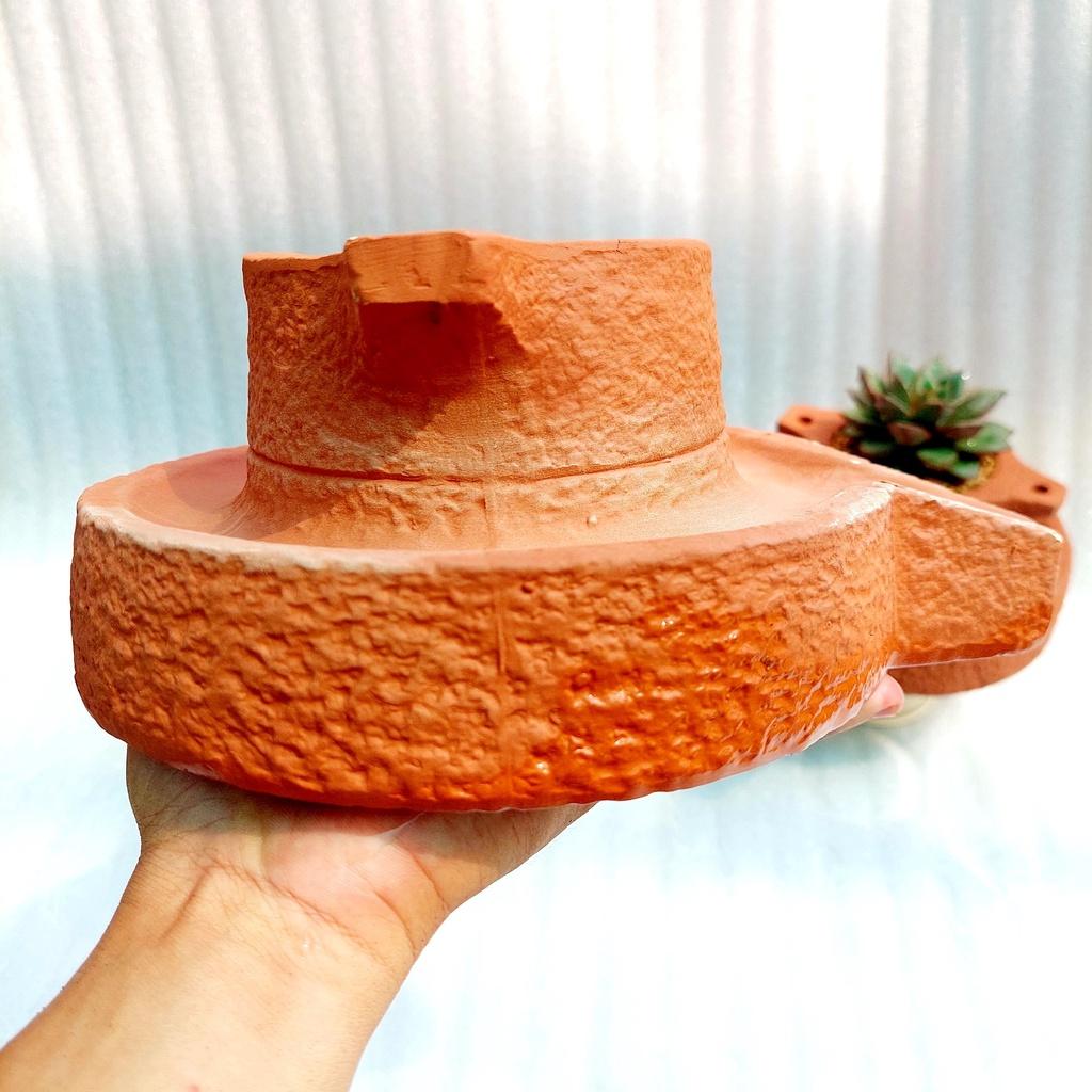 Chậu đất nung - Cối xoay, miệng chậu 10cm, chiều cao 10cm