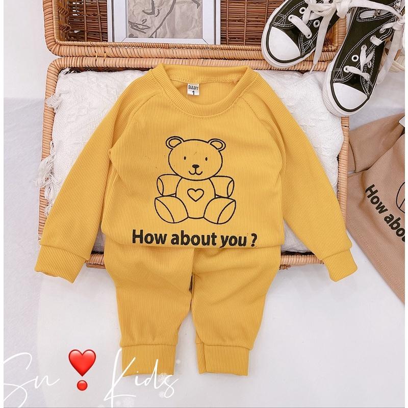Bộ đồ dài tay thun gân cho bé trai và gái