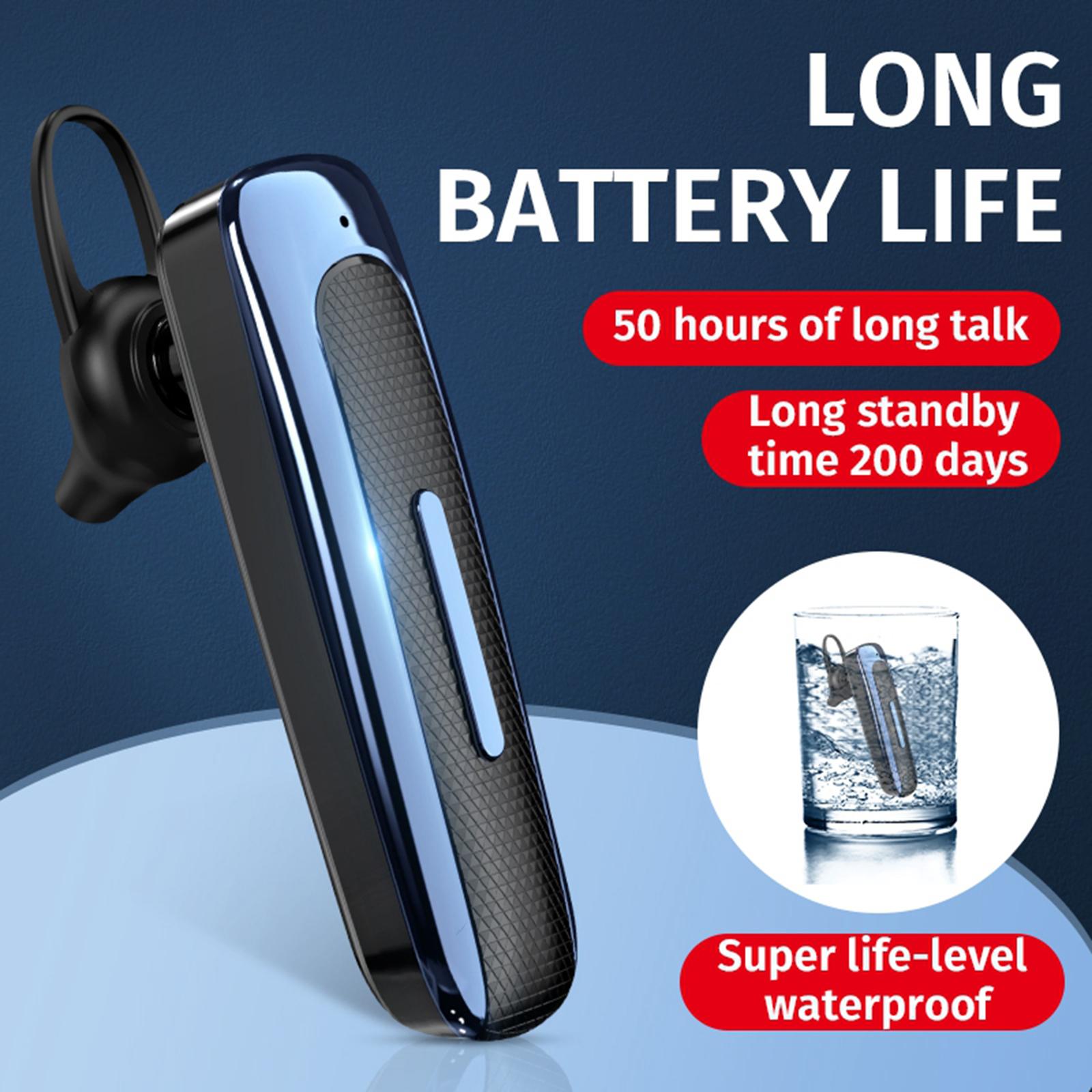 E1 Bluetooth Earpiece V5.0 Wireless Handsfree Headset with Microphone Driving Headset for Laptop Trucker Driver
