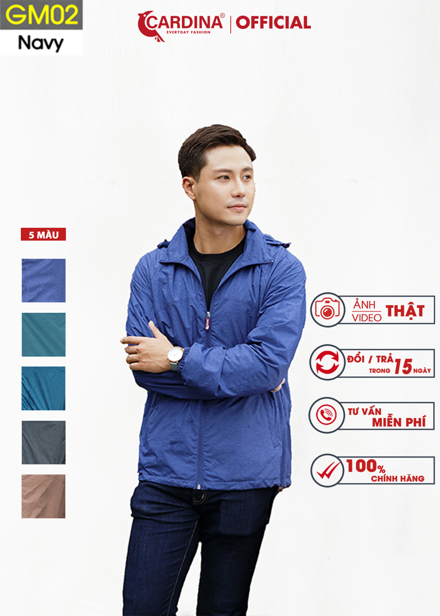 Áo Khoác Nam CARDINA Chất Gió Xước 2 Lớp Lót Lưới Cao Cấp Siêu Nhẹ Cản Gió Cản Bụi Chống Nước GM.