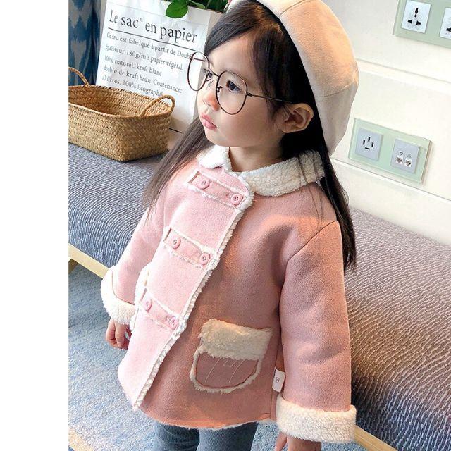 Áo khoác da lộn sành điệu bé gái