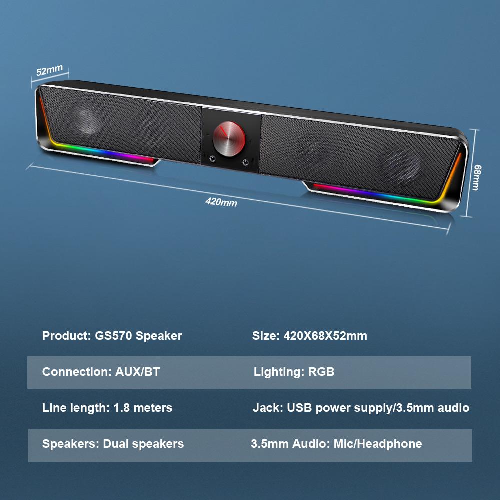 REDRAGON GS570 Darknets Hỗ trợ Bluetooth Không dây aux 3.5 loa vòm RGB cột âm thanh cho loa máy tính PC