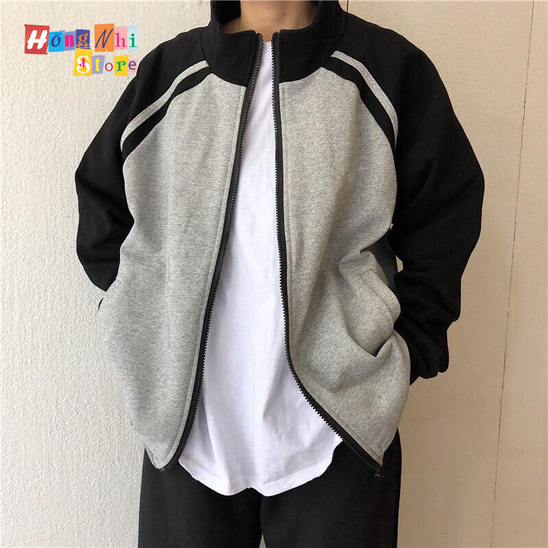 Áo Khoác Dây Kéo Raglan Unisex Grey - Khoác Nỉ Dây Kéo Màu Xám - MM